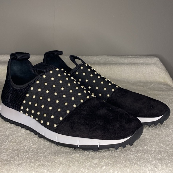 Jimmy Choo Oakland Mesh & Suede Studded Slip-On Sneakers (EUR 41 / US 7.5) - Picture 3 of 7